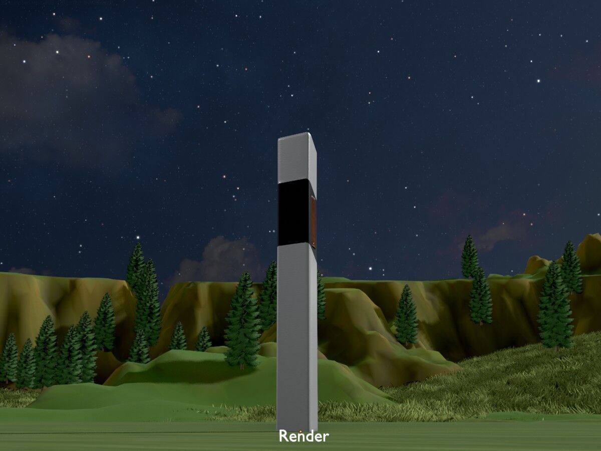 Delineator posts with yellow-orange reflectors R Low-poly 3D model_20