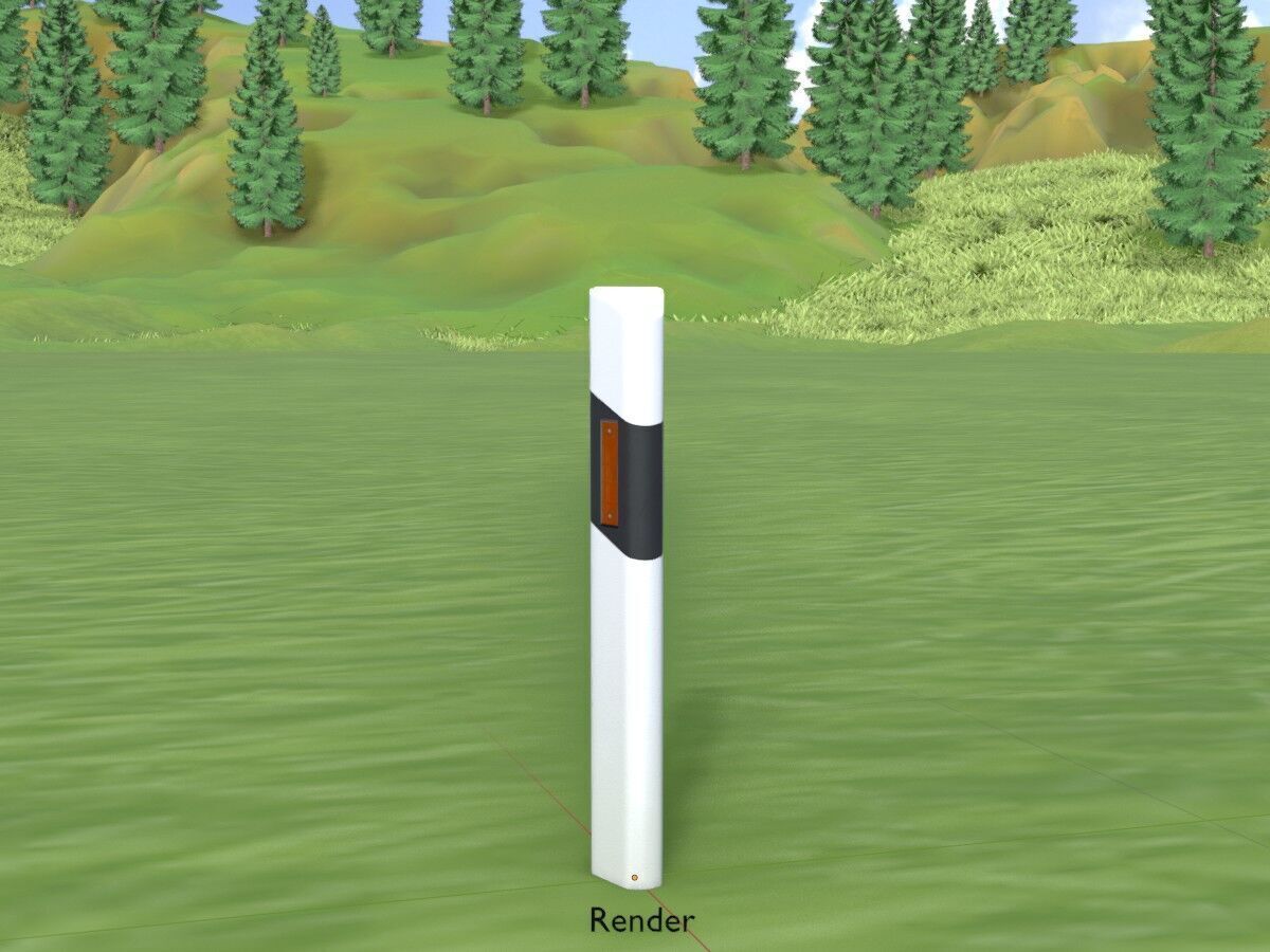 Delineator posts with yellow-orange reflectors R Low-poly 3D model_14