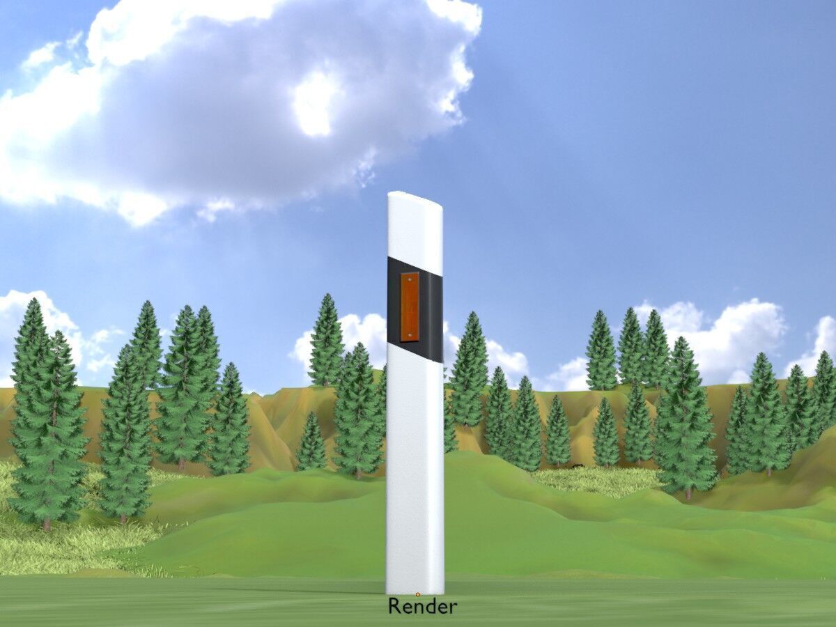 Delineator posts with yellow-orange reflectors R Low-poly 3D model_13