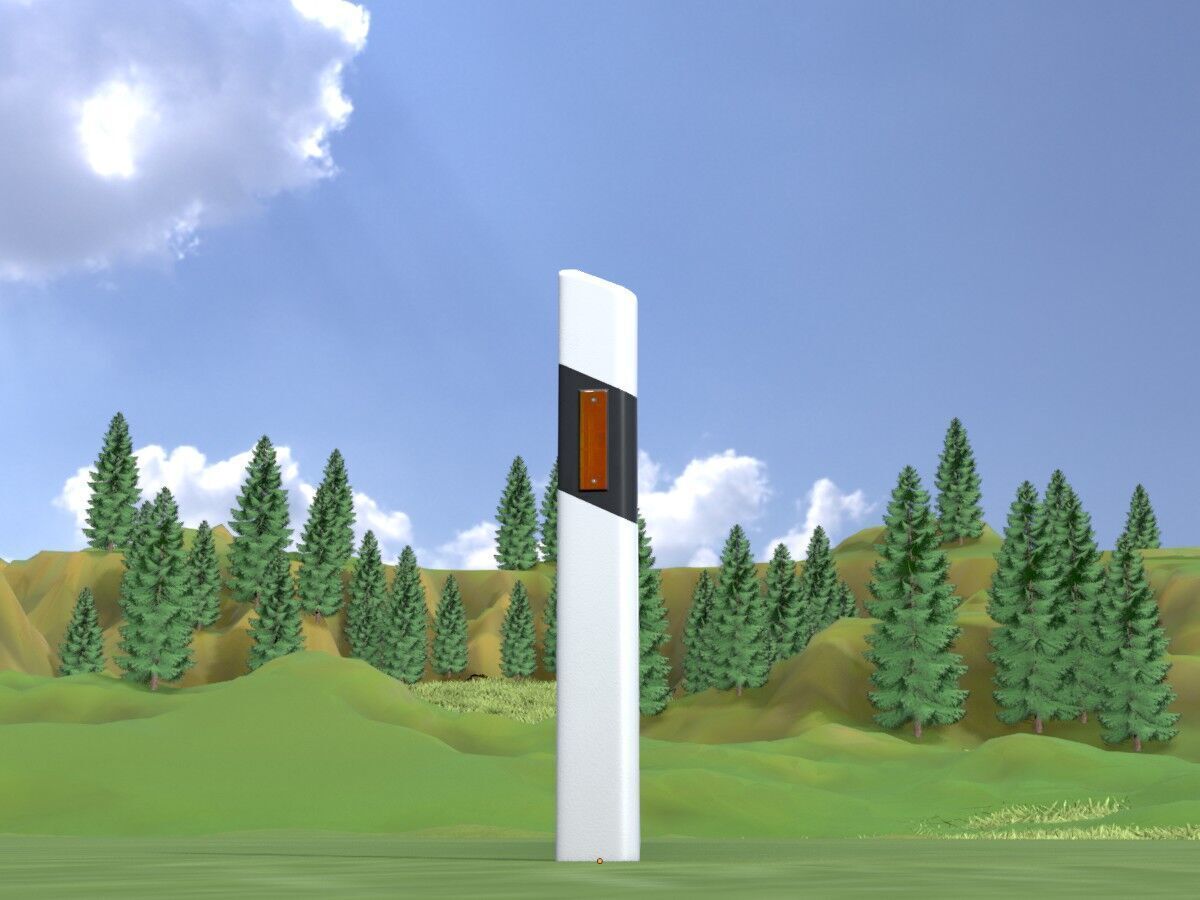 Delineator posts with yellow-orange reflectors R Low-poly 3D model_2