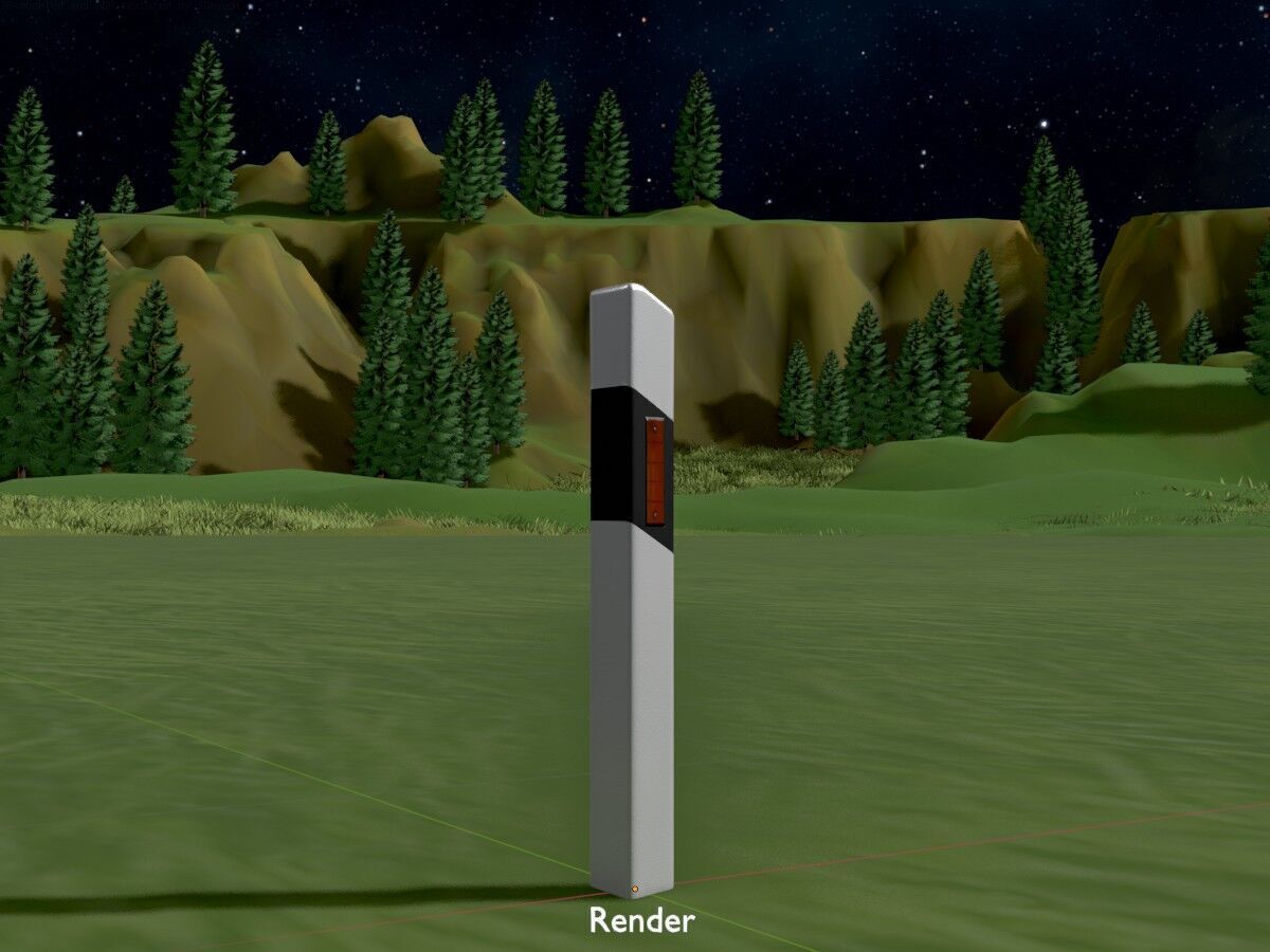 Delineator posts with yellow-orange reflectors R Low-poly 3D model_17