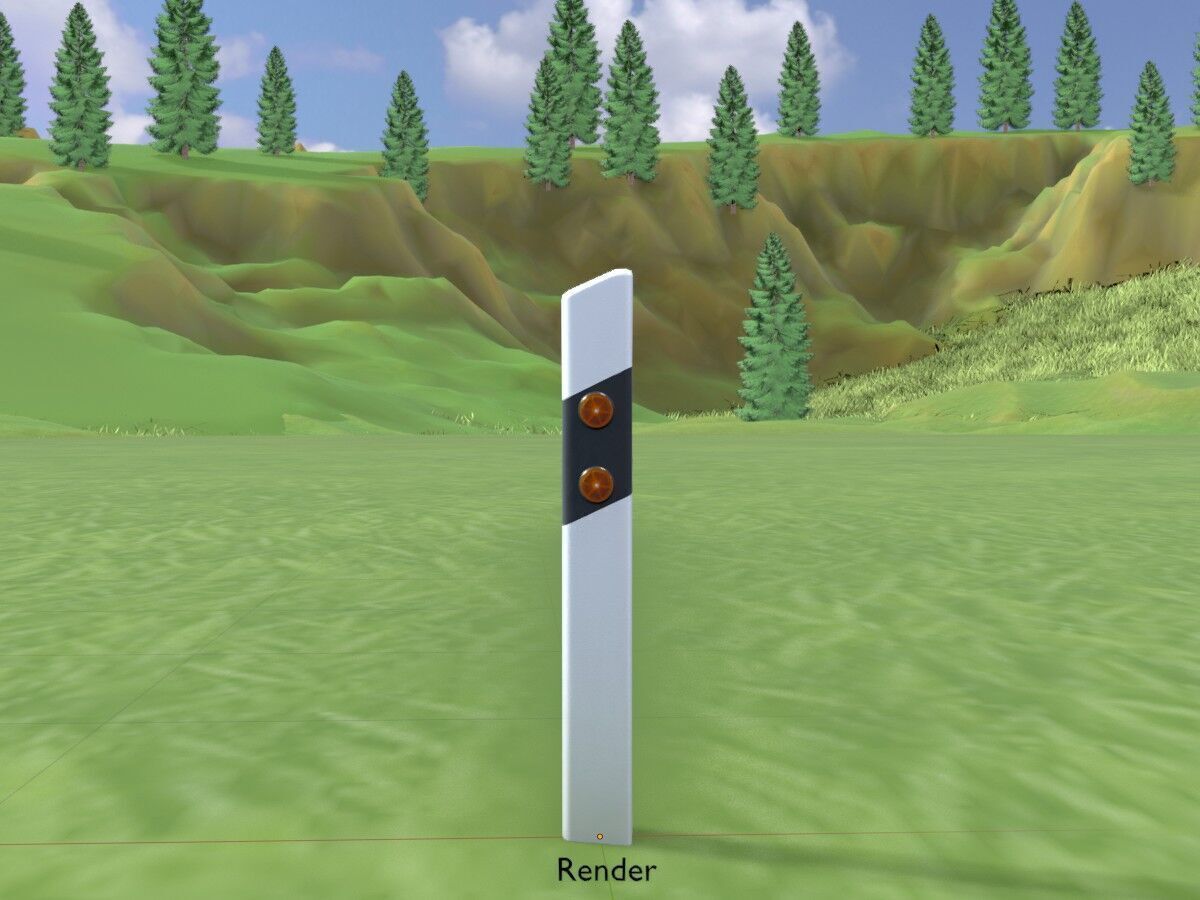 Delineator posts with yellow-orange reflectors R Low-poly 3D model_19