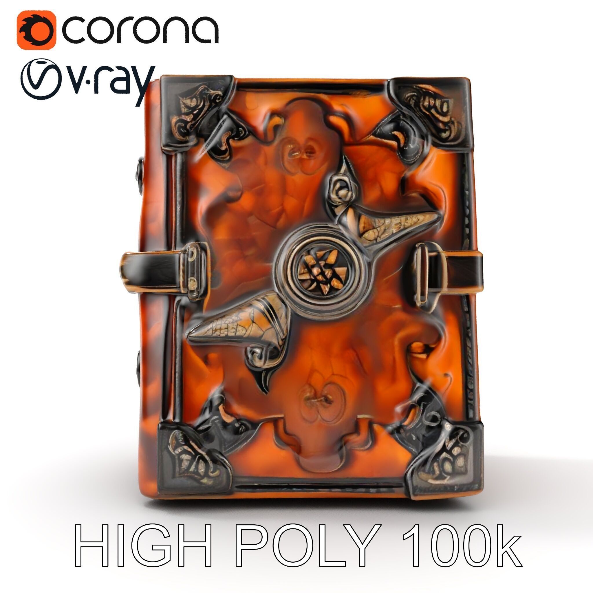 Medieval LeatherBound Book Model Pack Low-poly 3D model_29