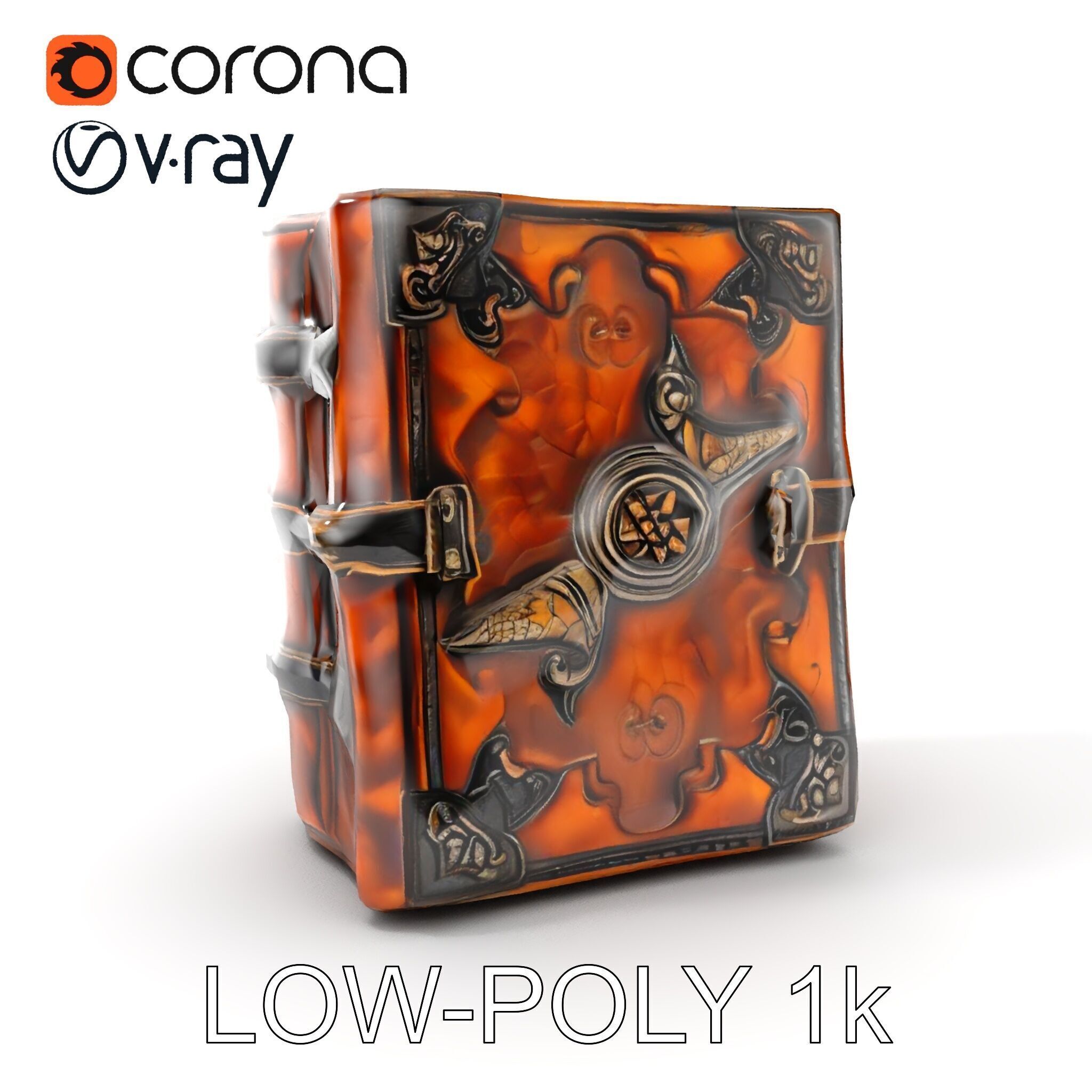 Medieval LeatherBound Book Model Pack Low-poly 3D model_9