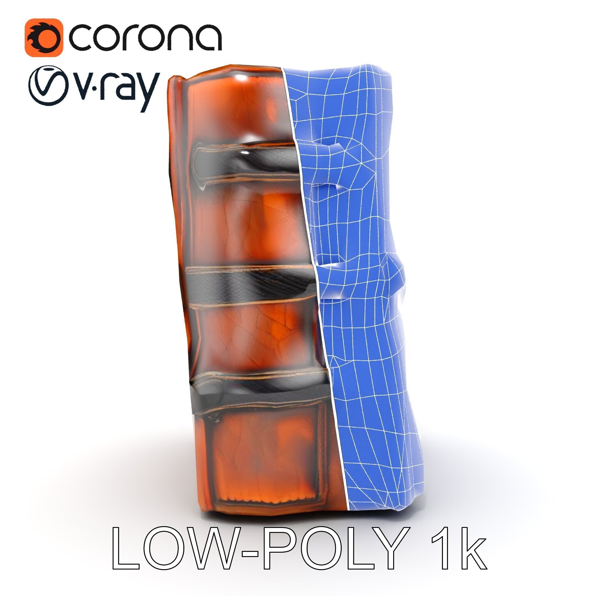 Medieval LeatherBound Book Model Pack Low-poly 3D model_22