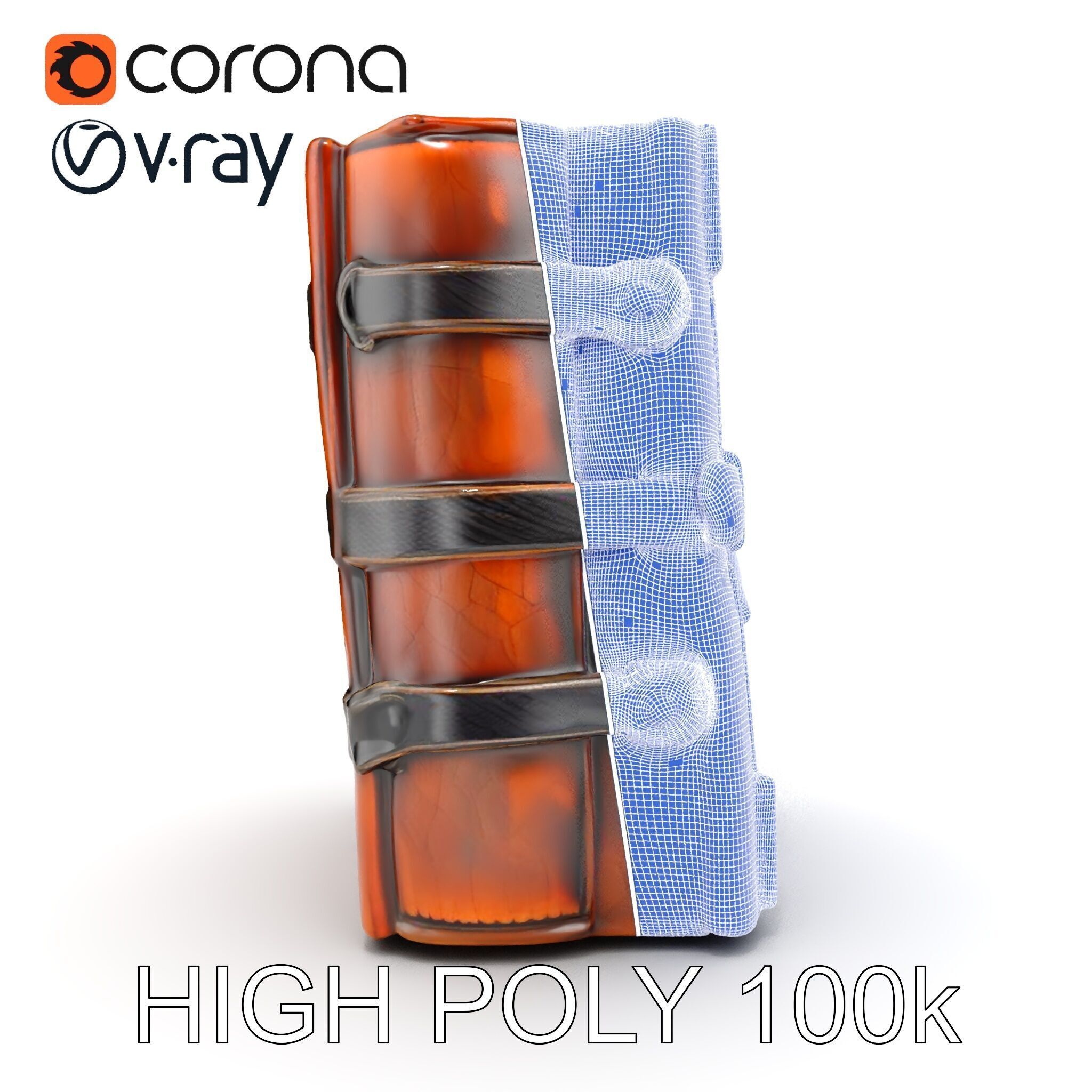 Medieval LeatherBound Book Model Pack Low-poly 3D model_35