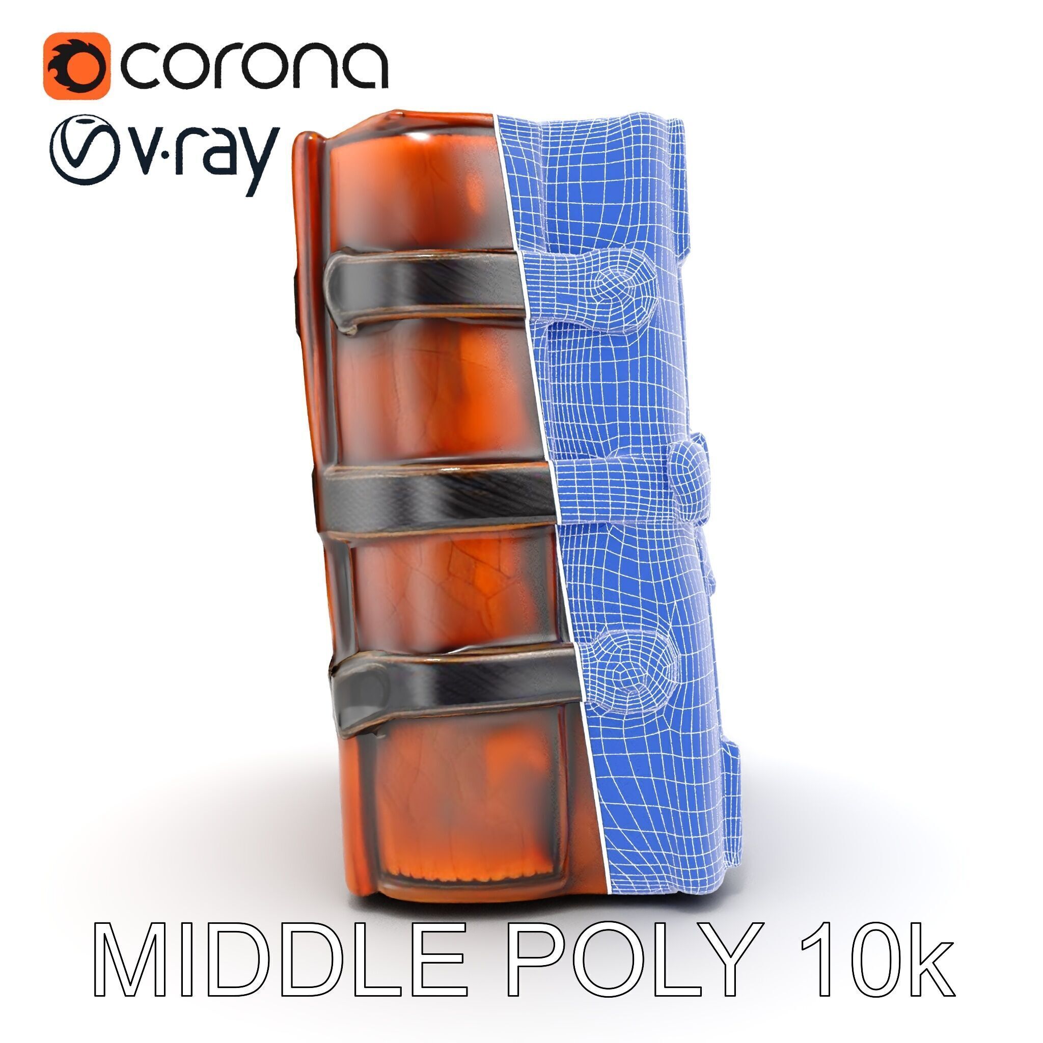 Medieval LeatherBound Book Model Pack Low-poly 3D model_30