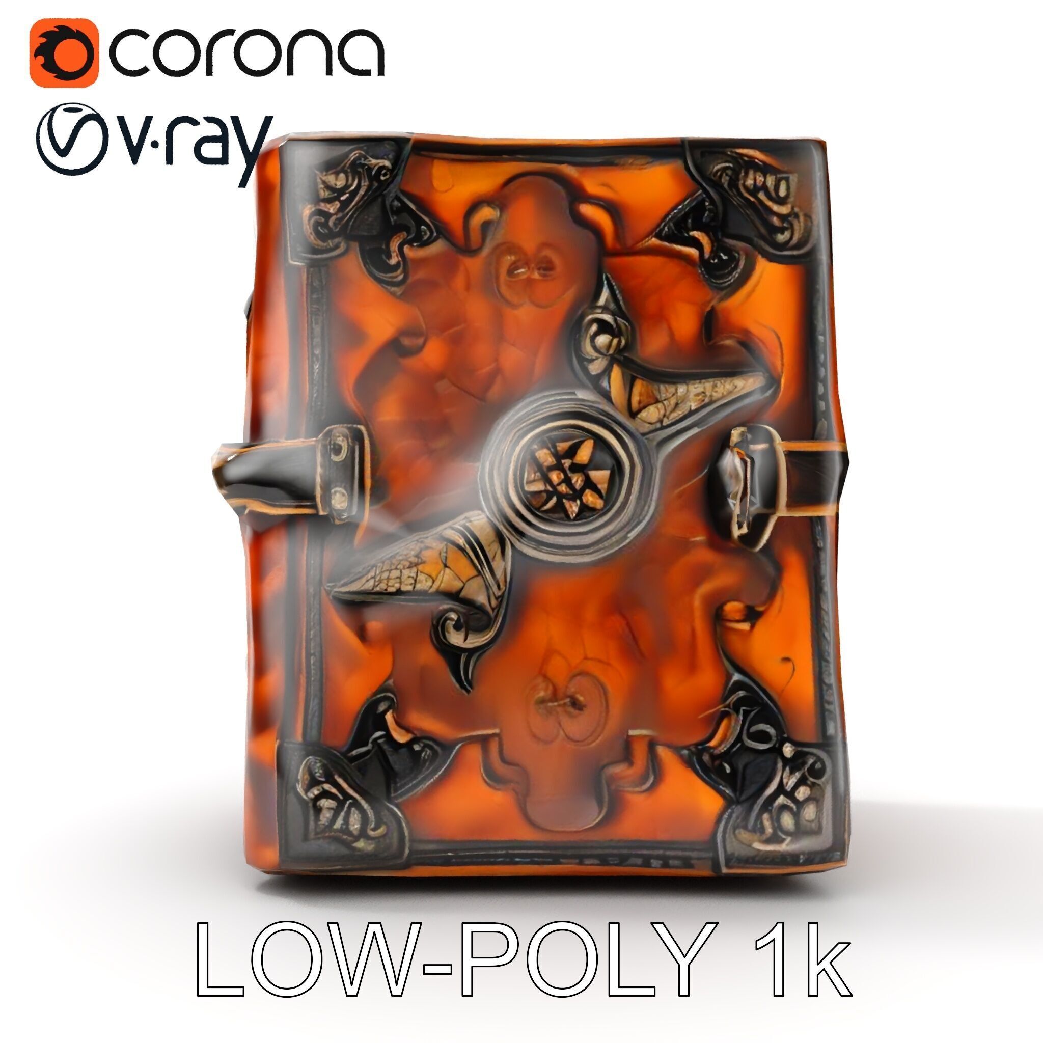 Medieval LeatherBound Book Model Pack Low-poly 3D model_16