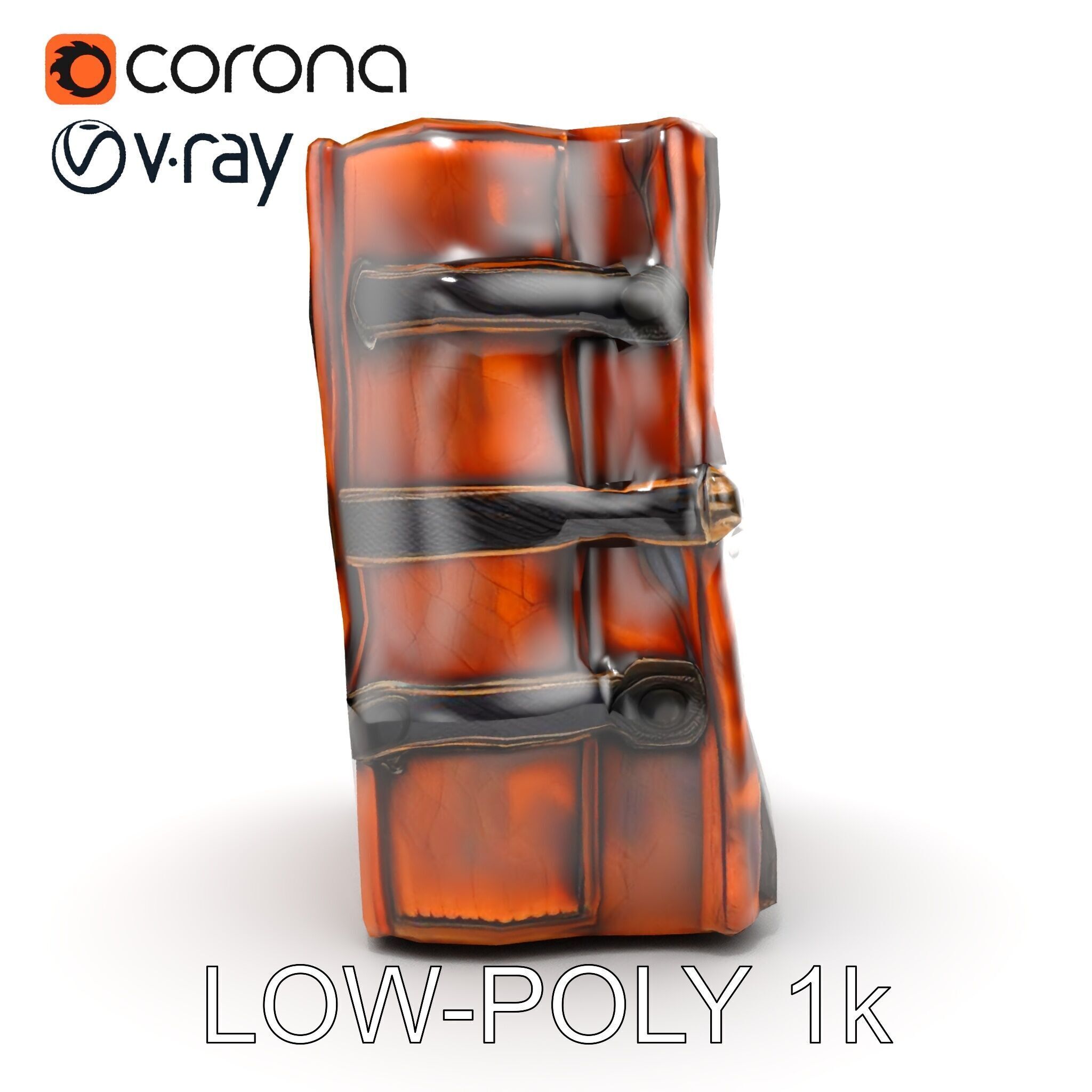 Medieval LeatherBound Book Model Pack Low-poly 3D model_11