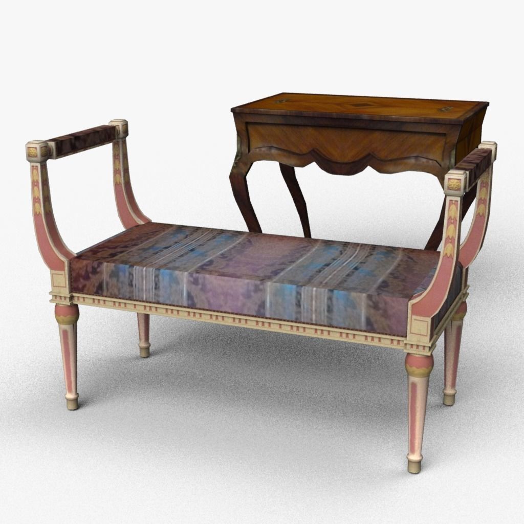 Chair and Table Low-poly 3D model