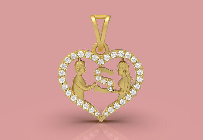 Heart Shape Couple Pendant - 0113 3D print model