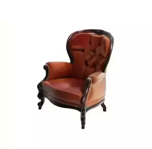 Traditional Orange and Wood Armchair Vintage