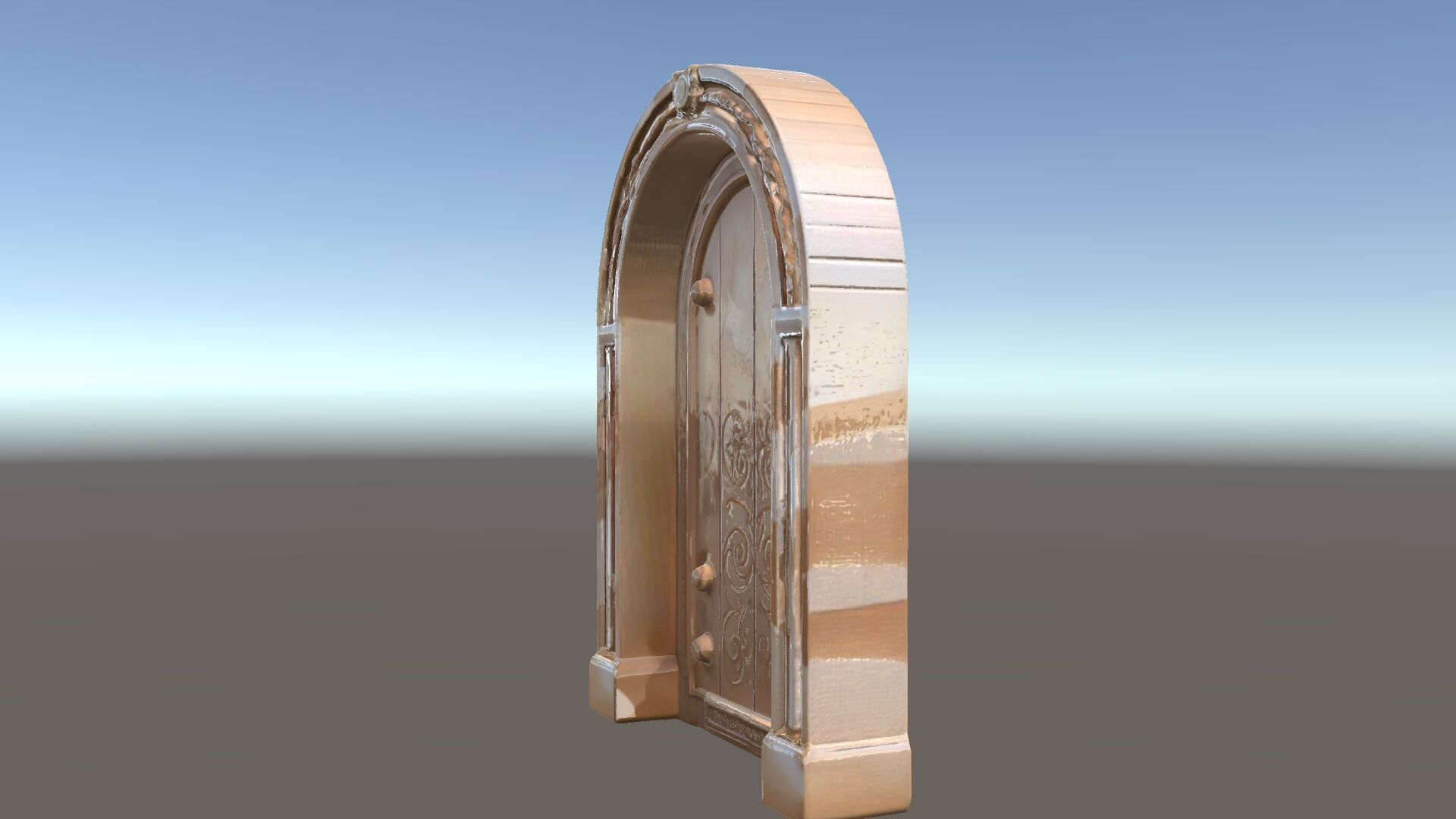 Ornate Arched Wooden Door Model Pack Low-poly 3D model_6