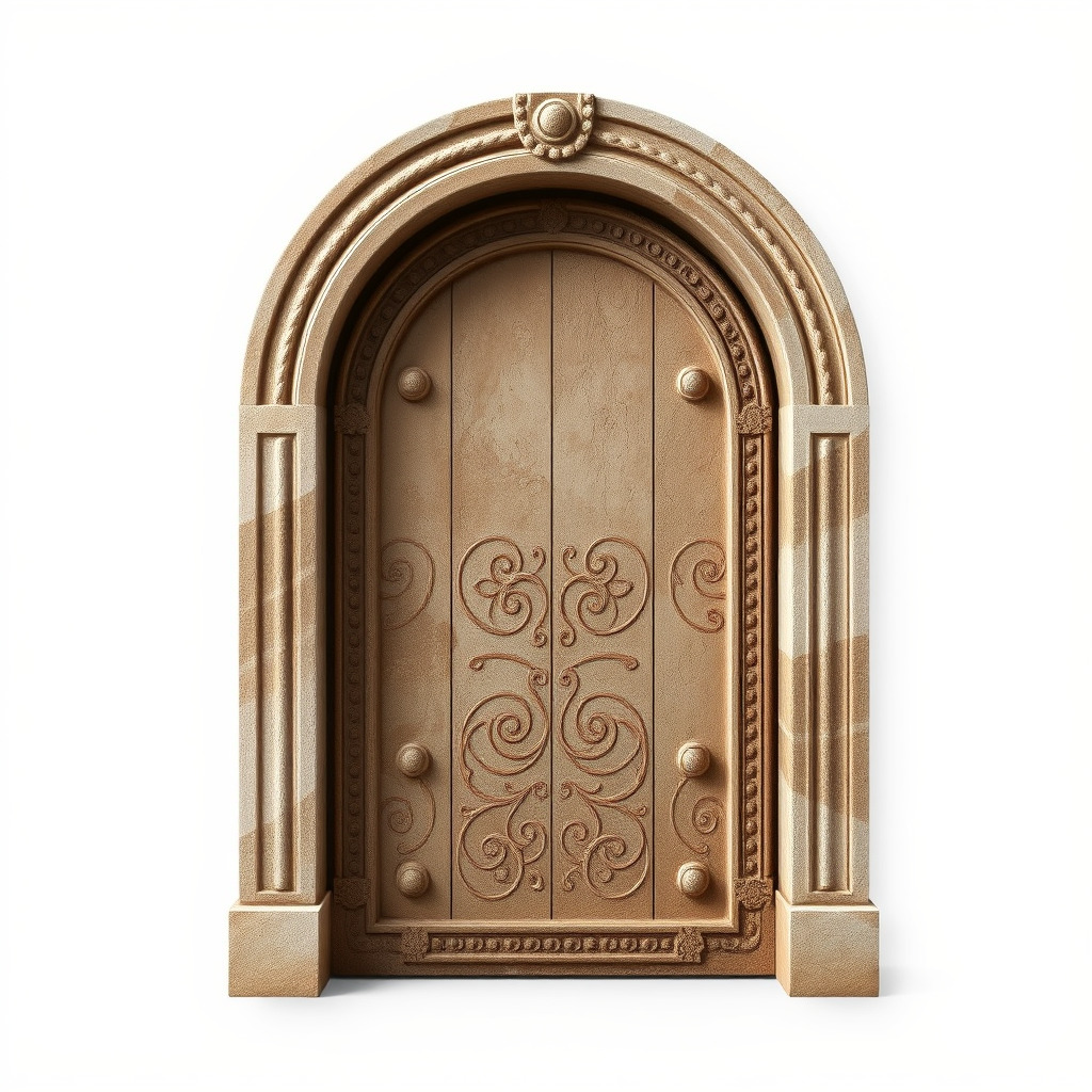Ornate Arched Wooden Door Model Pack Low-poly 3D model_3
