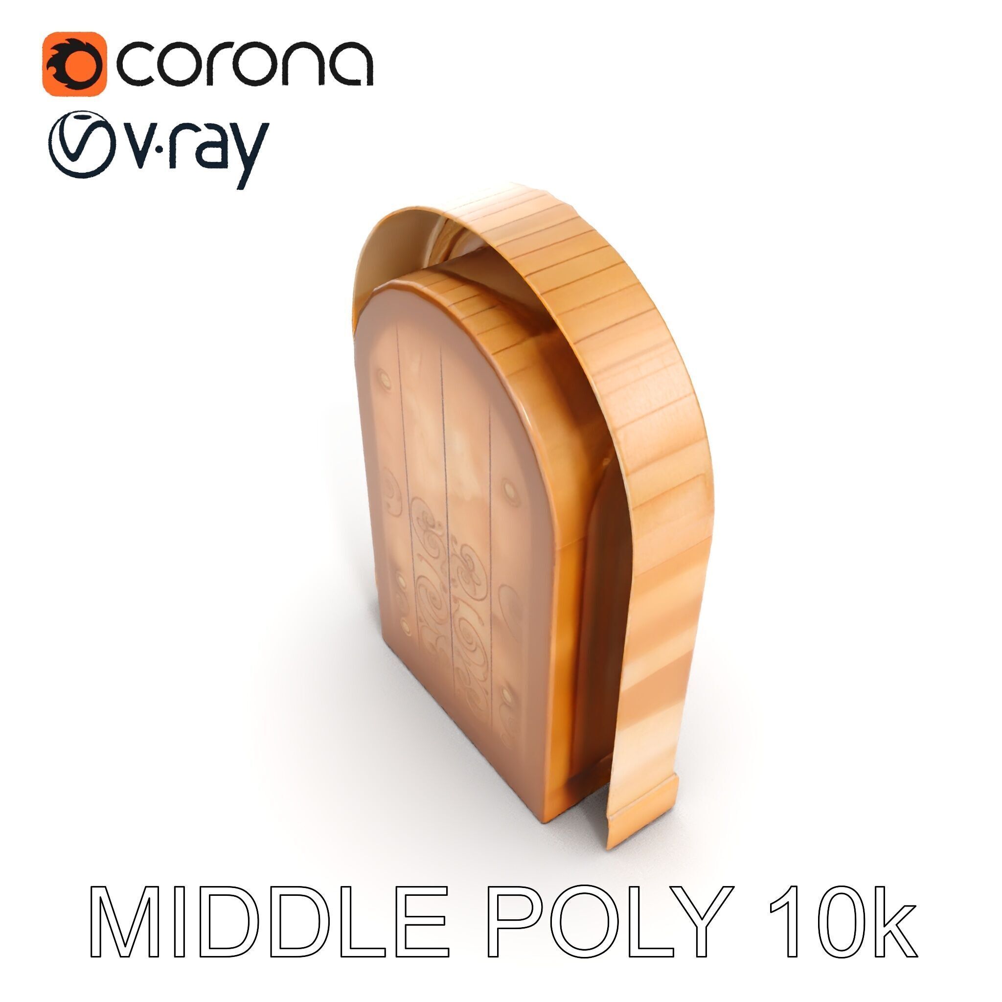 Ornate Arched Wooden Door Model Pack Low-poly 3D model_16