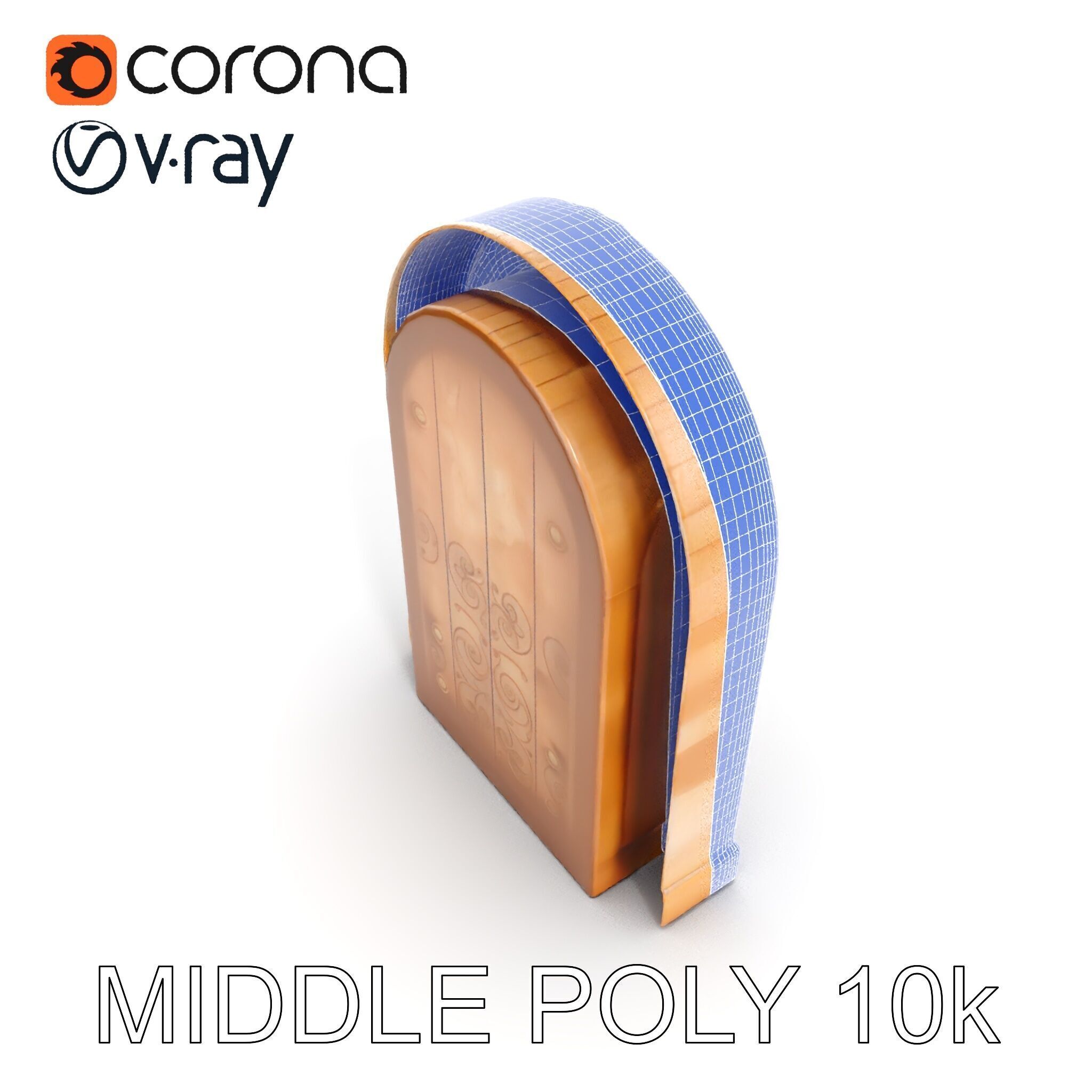 Ornate Arched Wooden Door Model Pack Low-poly 3D model_25