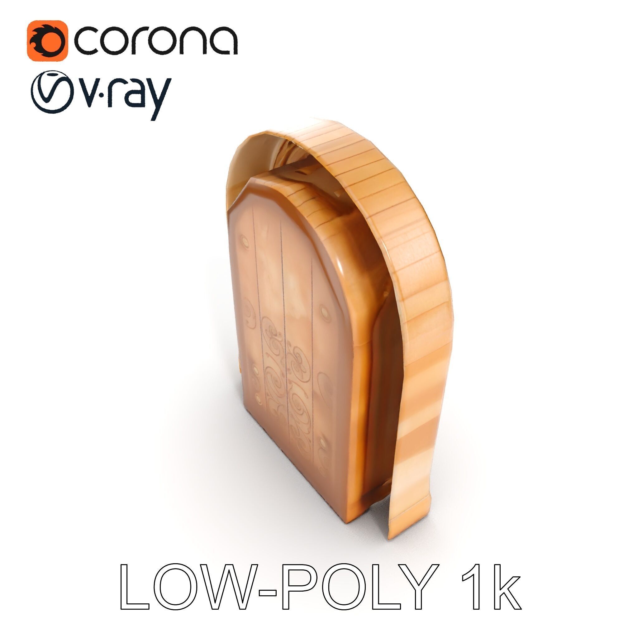 Ornate Arched Wooden Door Model Pack Low-poly 3D model_12