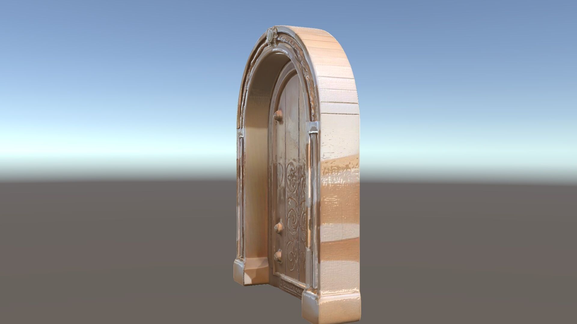 Ornate Arched Wooden Door Model Pack Low-poly 3D model_34