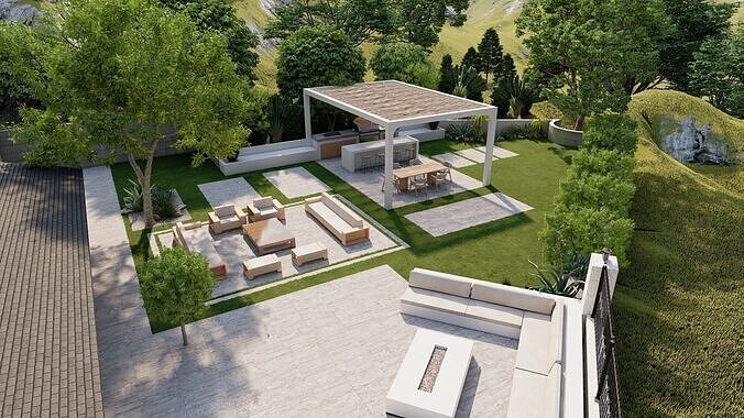 Garden Landscape 3D Model - SketchUp and Lumion Scene 3D model