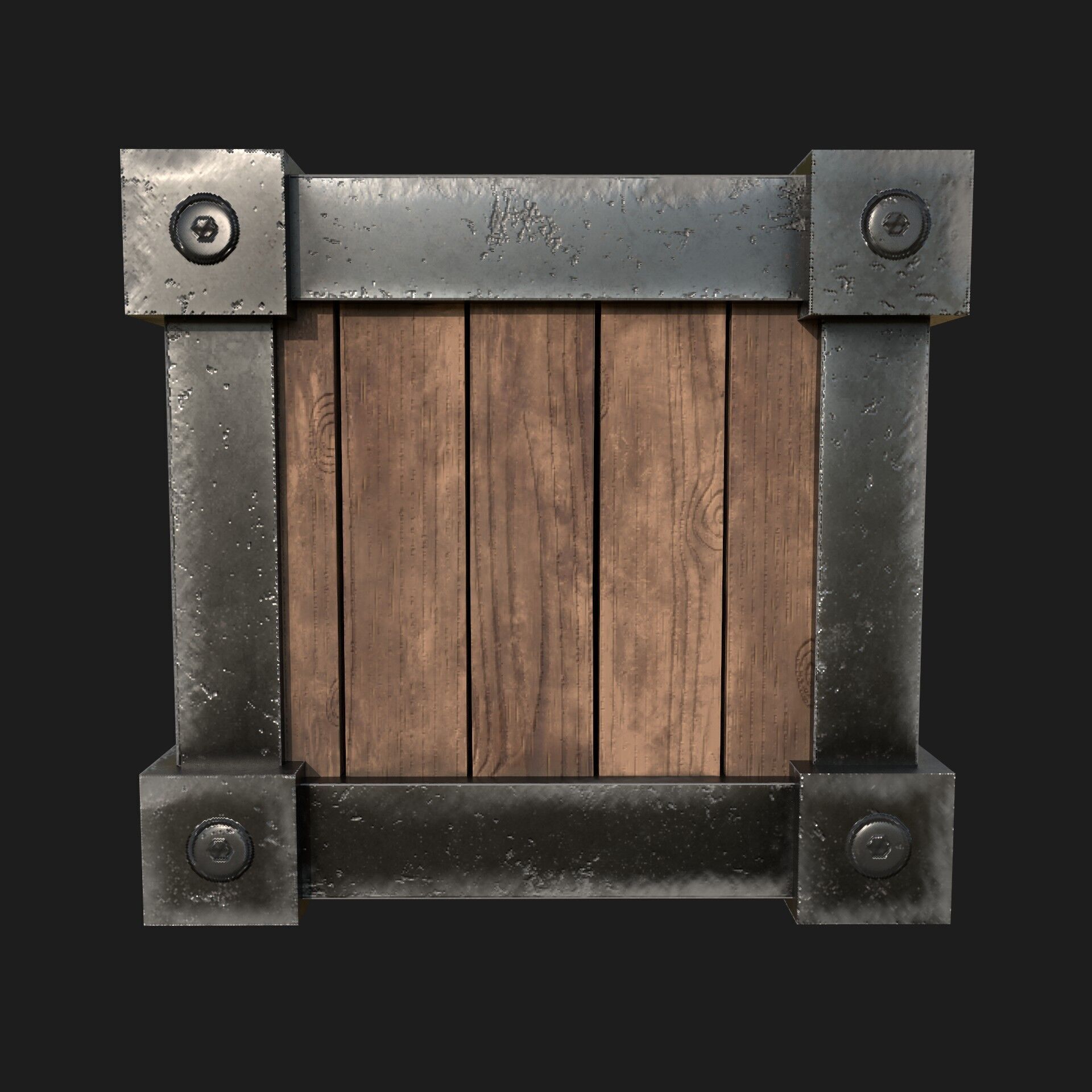 Wood and metal Box Low-poly 3D model_3