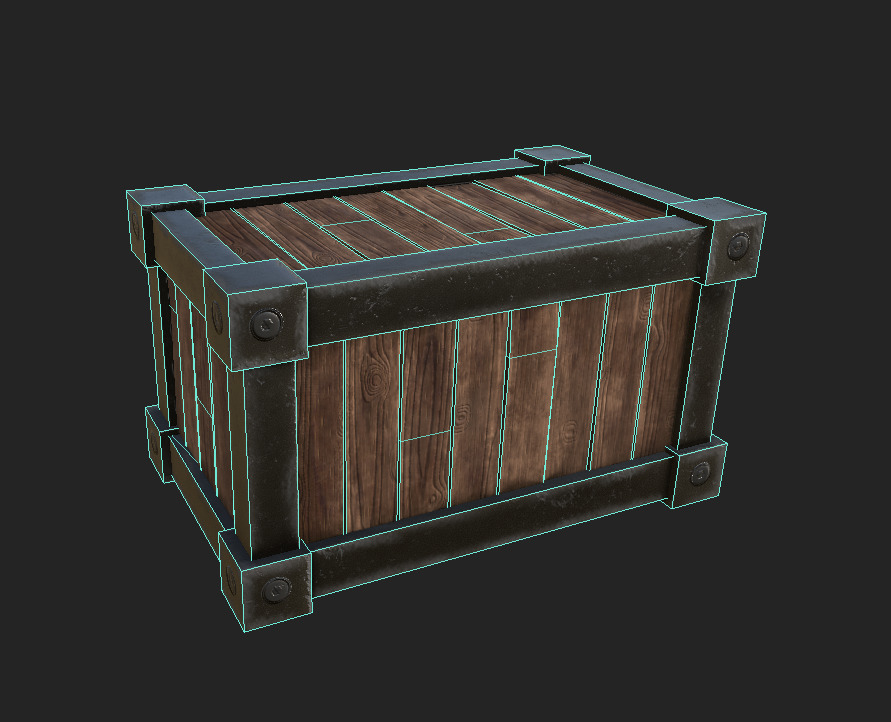 Wood and metal Box Low-poly 3D model_4