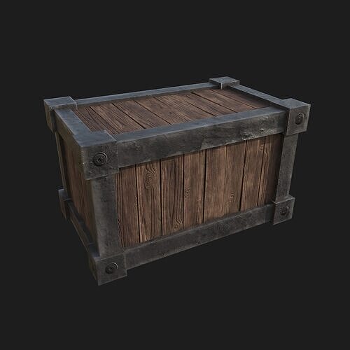 Wood and metal Box Low-poly 3D model