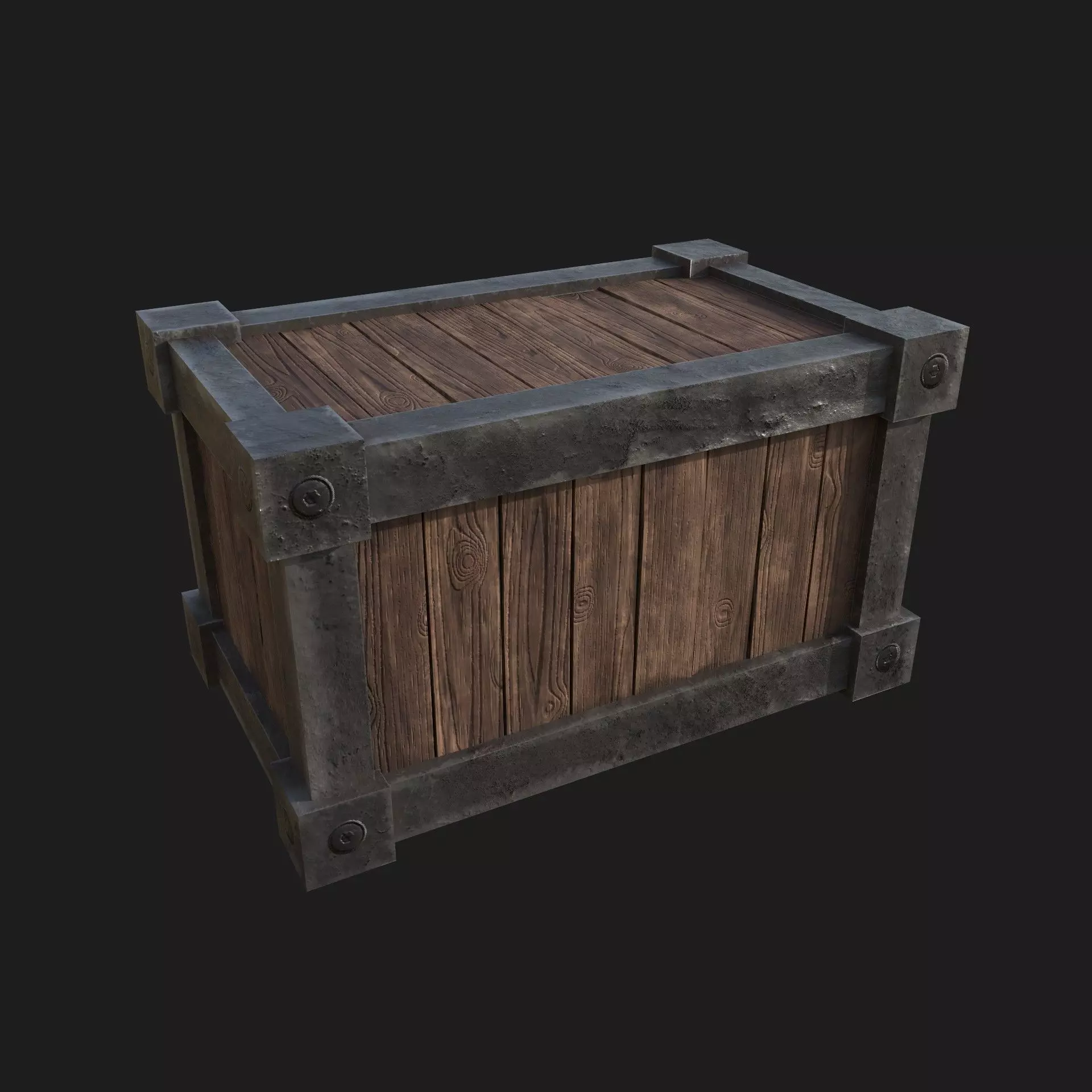 Wood and metal Box Low-poly 3D model_0