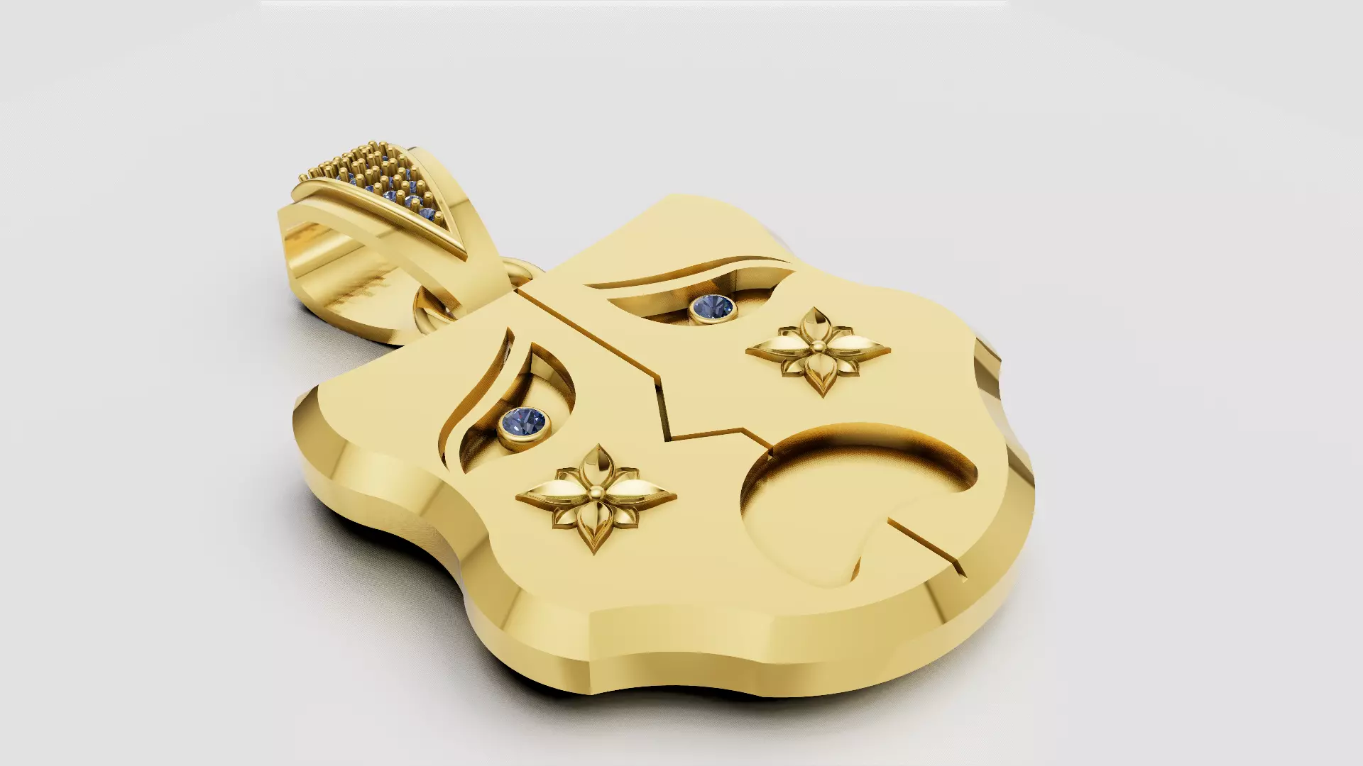 unique face pendant 3D printable model 3D print model_0