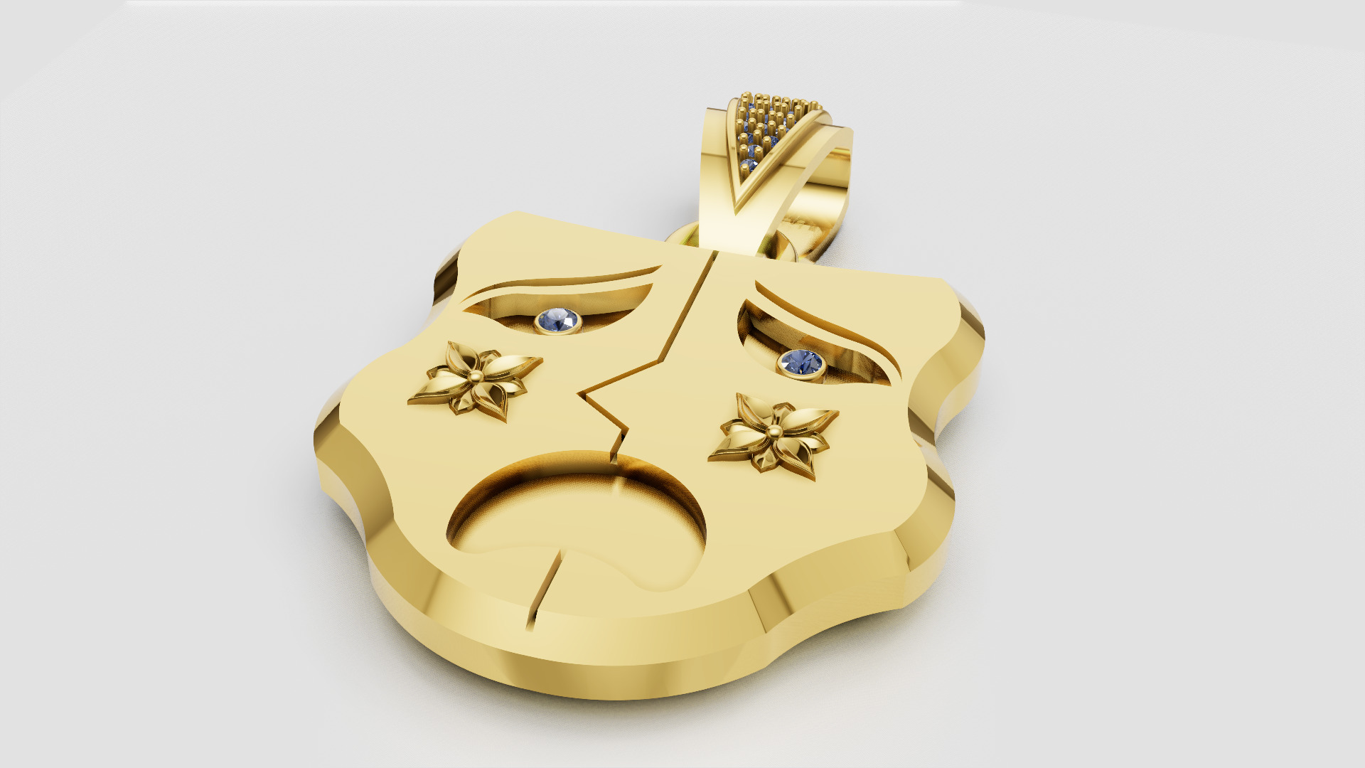 unique face pendant 3D printable model 3D print model_2
