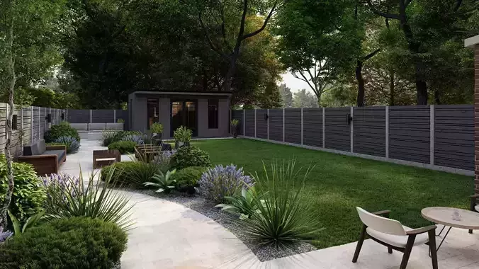 Garden Landscape 3D Model - SketchUp and Lumion Scene 3D model