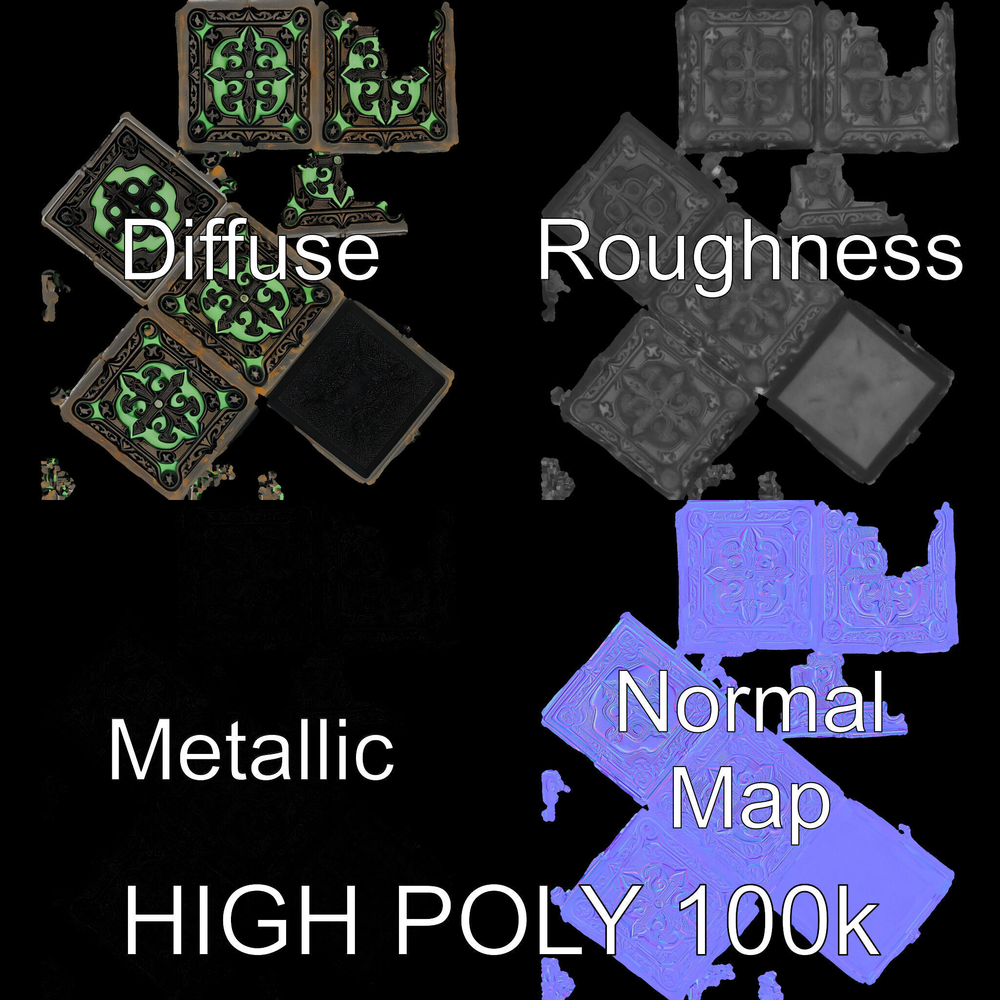 Intricate Gothic Cube Model Pack Low-poly 3D model_4