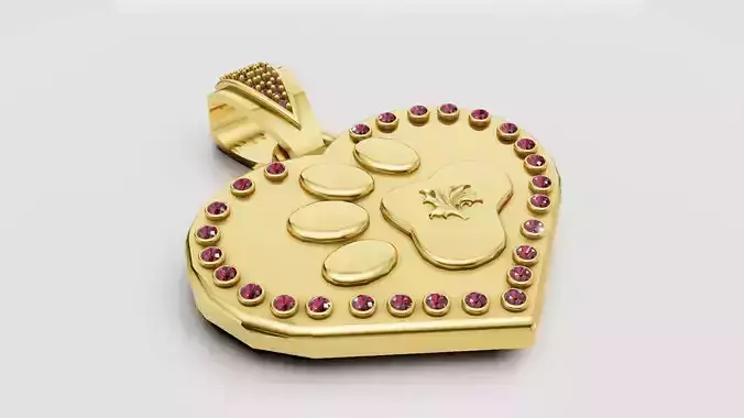 paw print pendant 3D printable model      
