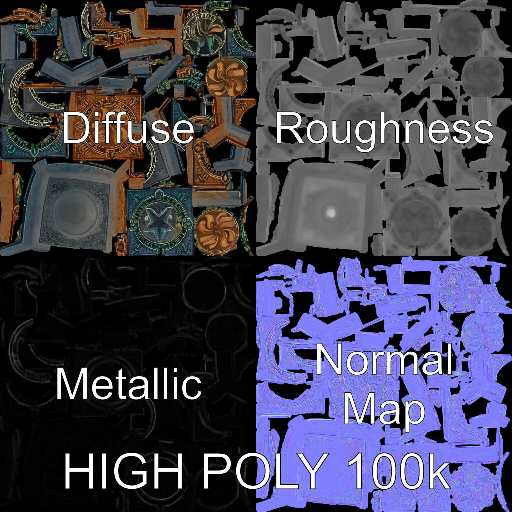 Mystical Artifact Cube model pack Low-poly 3D model_4