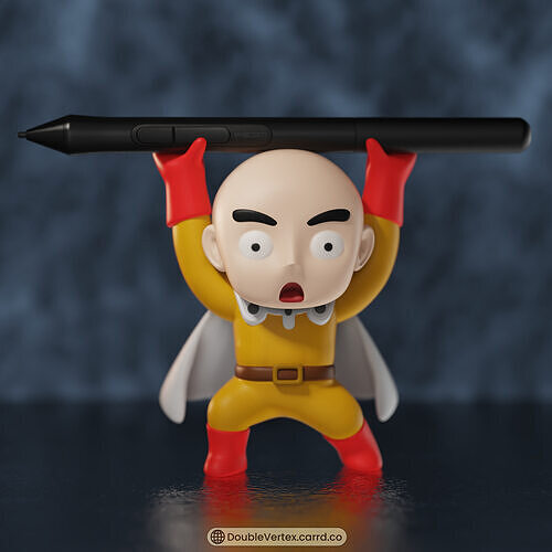 Chibi Saitama Pen Holder - Cute 3D Printable Desk Figure Free 3D print model