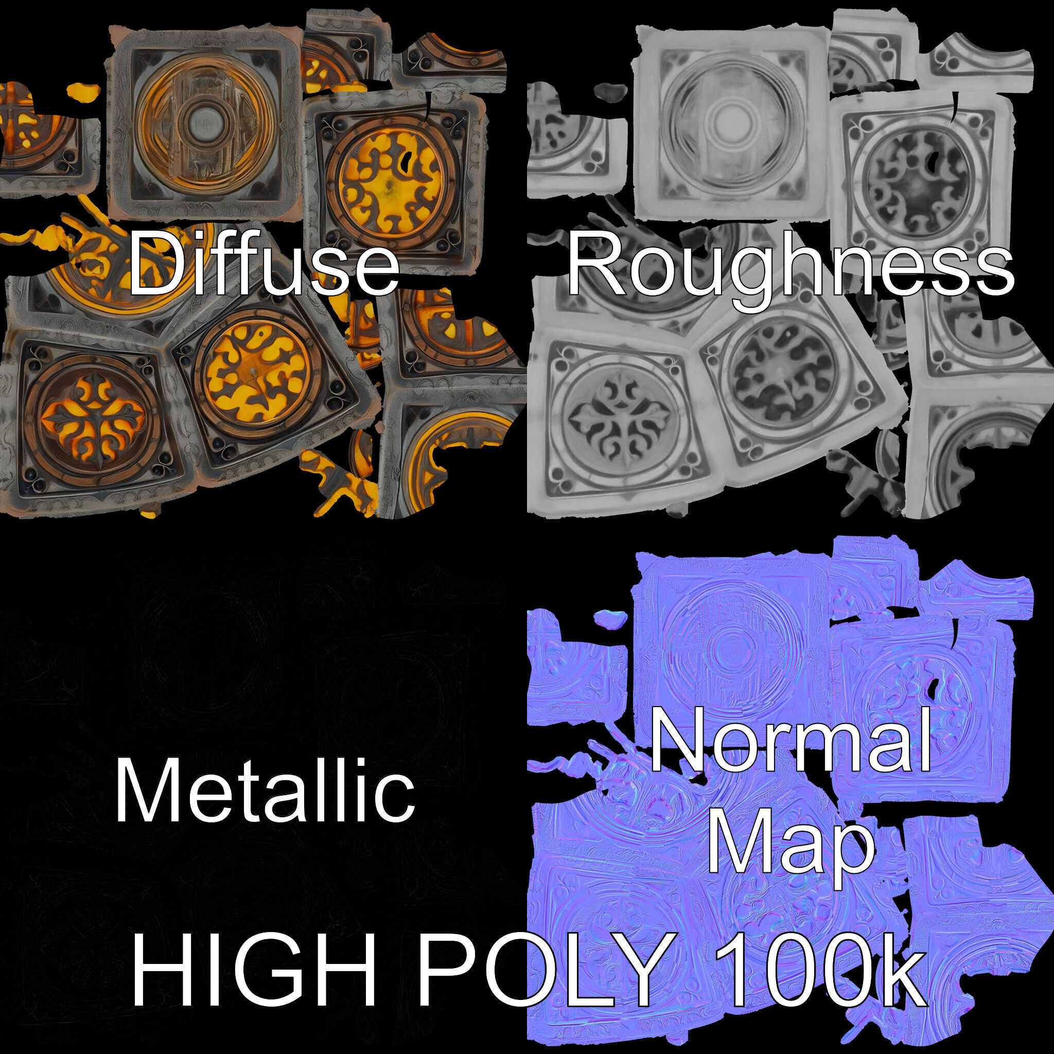 Ornamental Cube Decorative Model Pack Low-poly 3D model_4