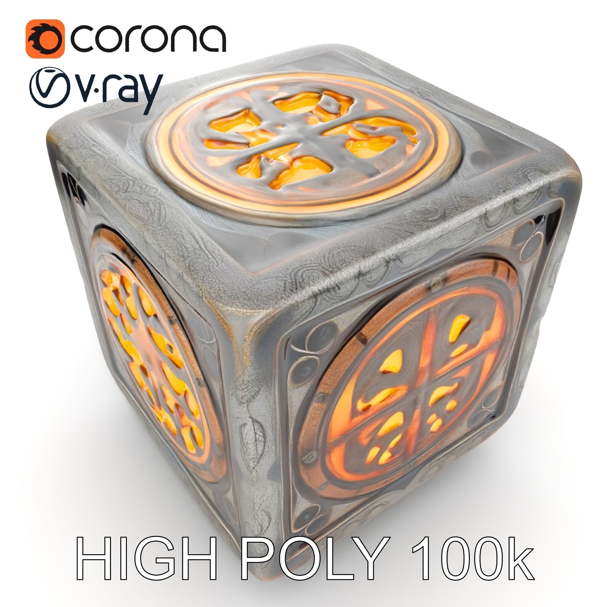 Ornamental Cube Decorative Model Pack Low-poly 3D model_14