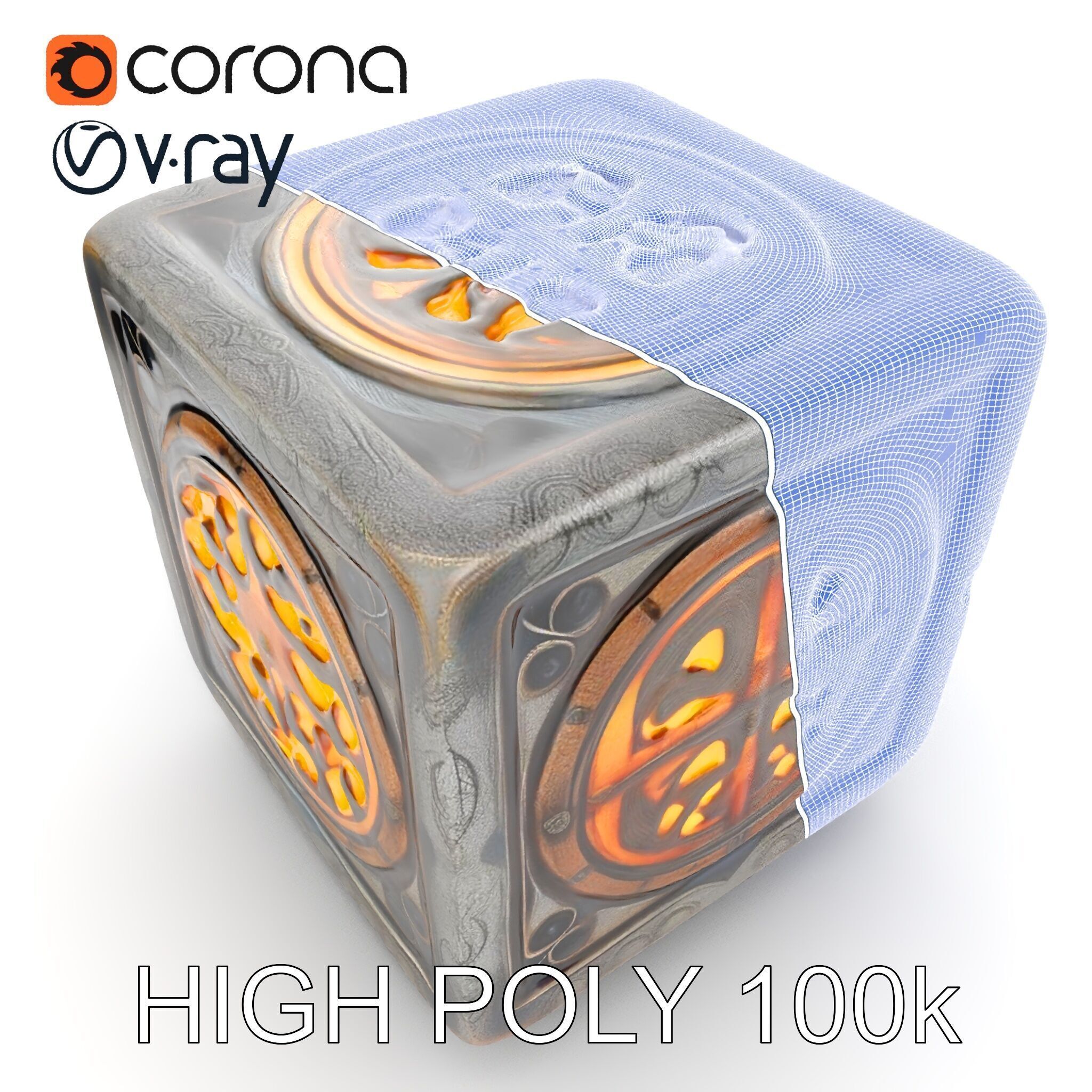 Ornamental Cube Decorative Model Pack Low-poly 3D model_27