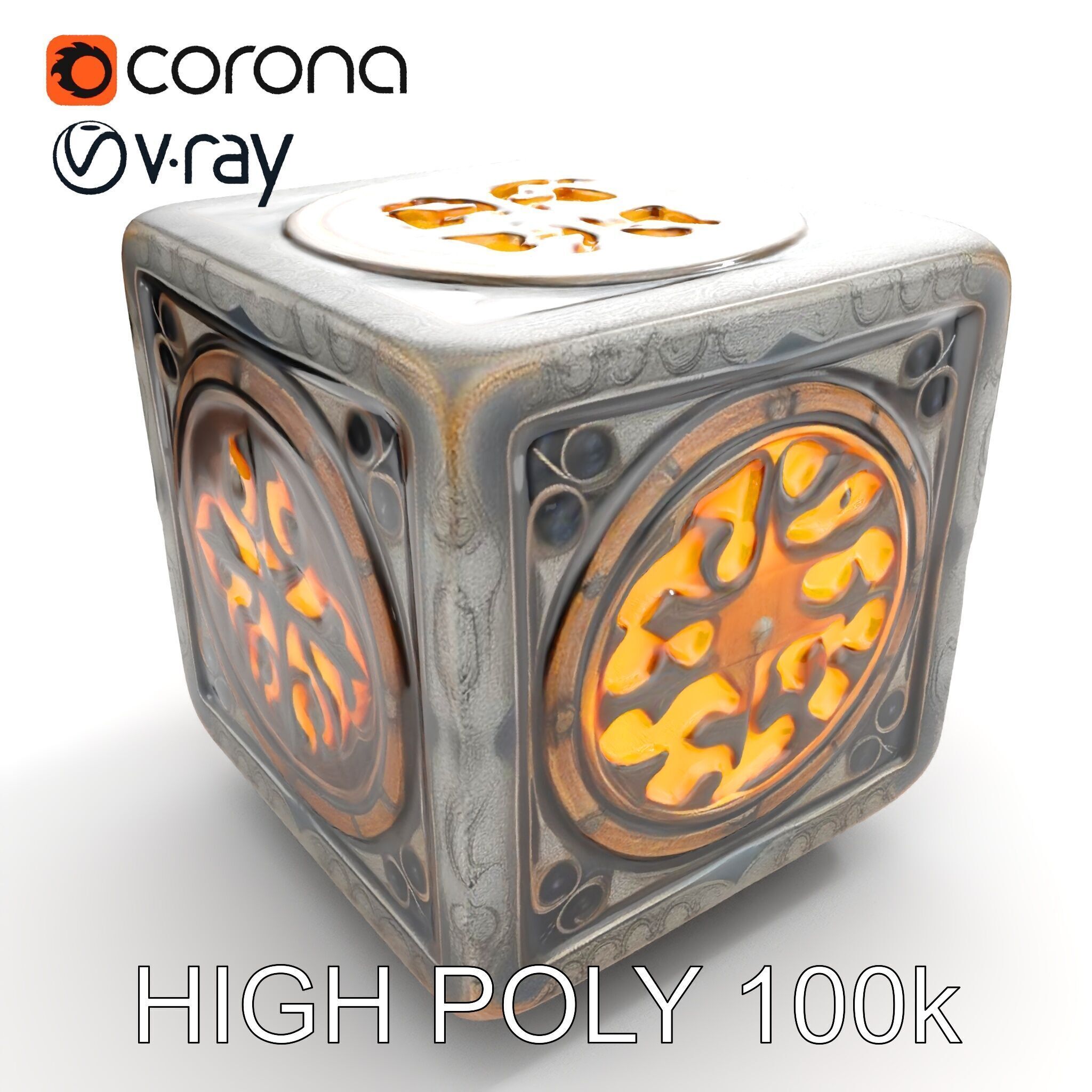 Ornamental Cube Decorative Model Pack Low-poly 3D model_11