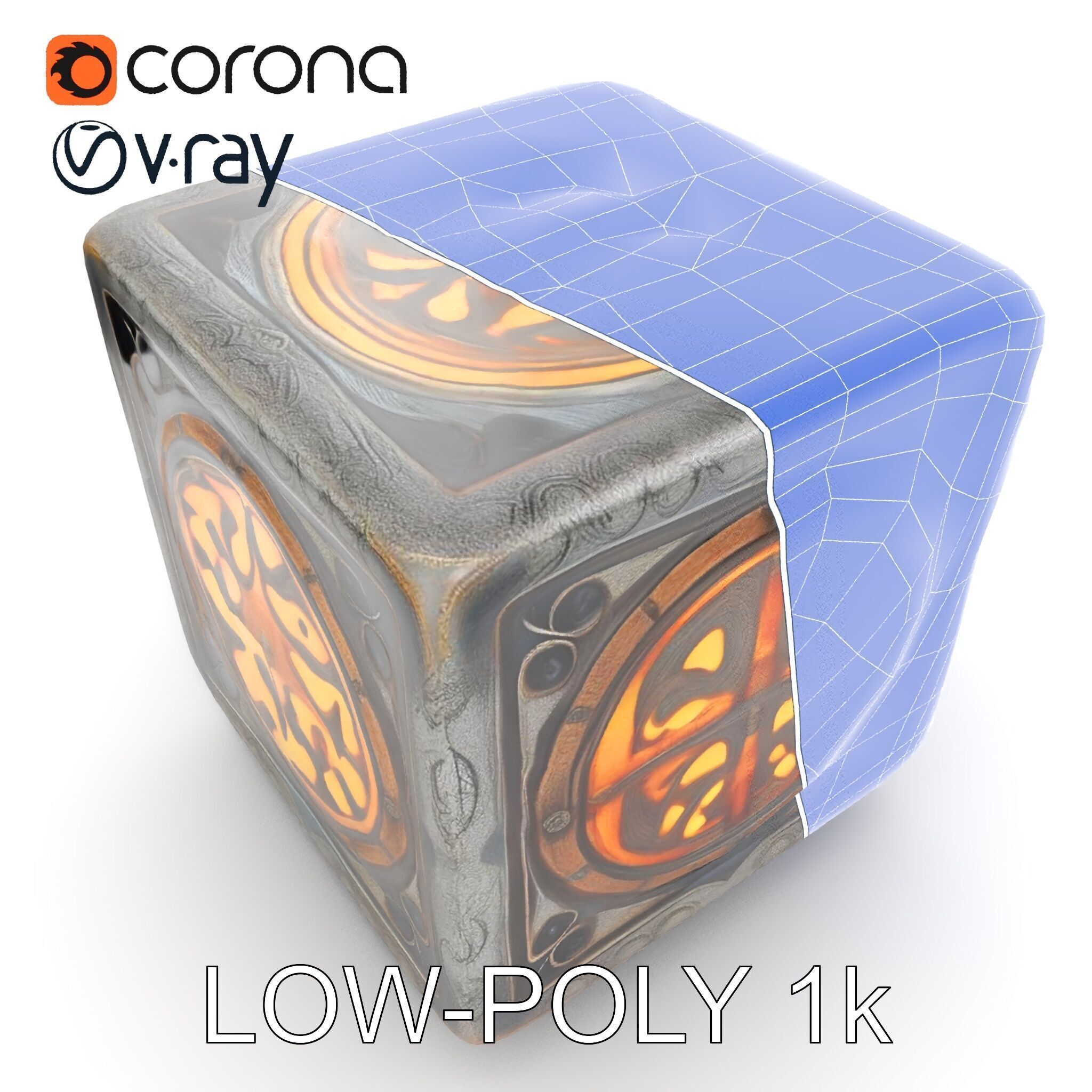 Ornamental Cube Decorative Model Pack Low-poly 3D model_24