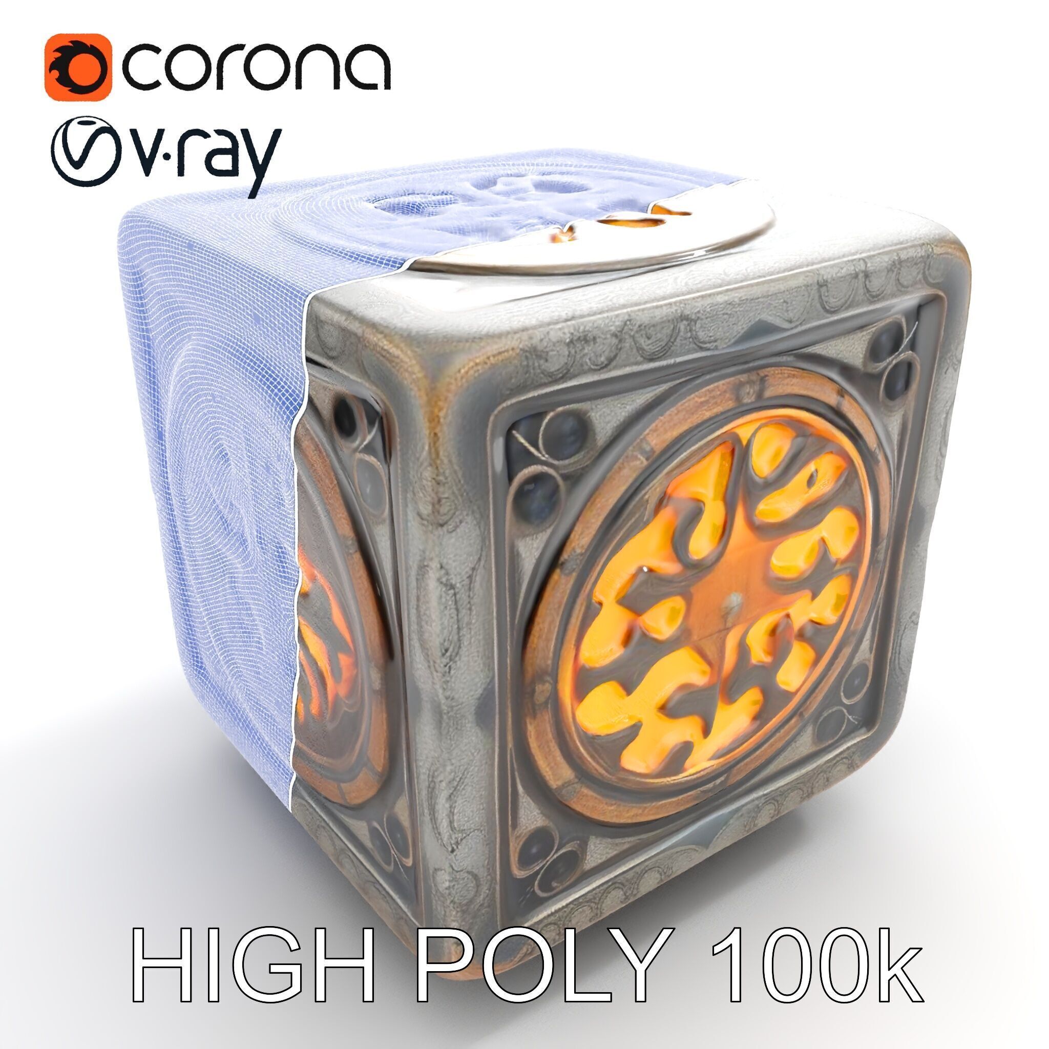Ornamental Cube Decorative Model Pack Low-poly 3D model_30