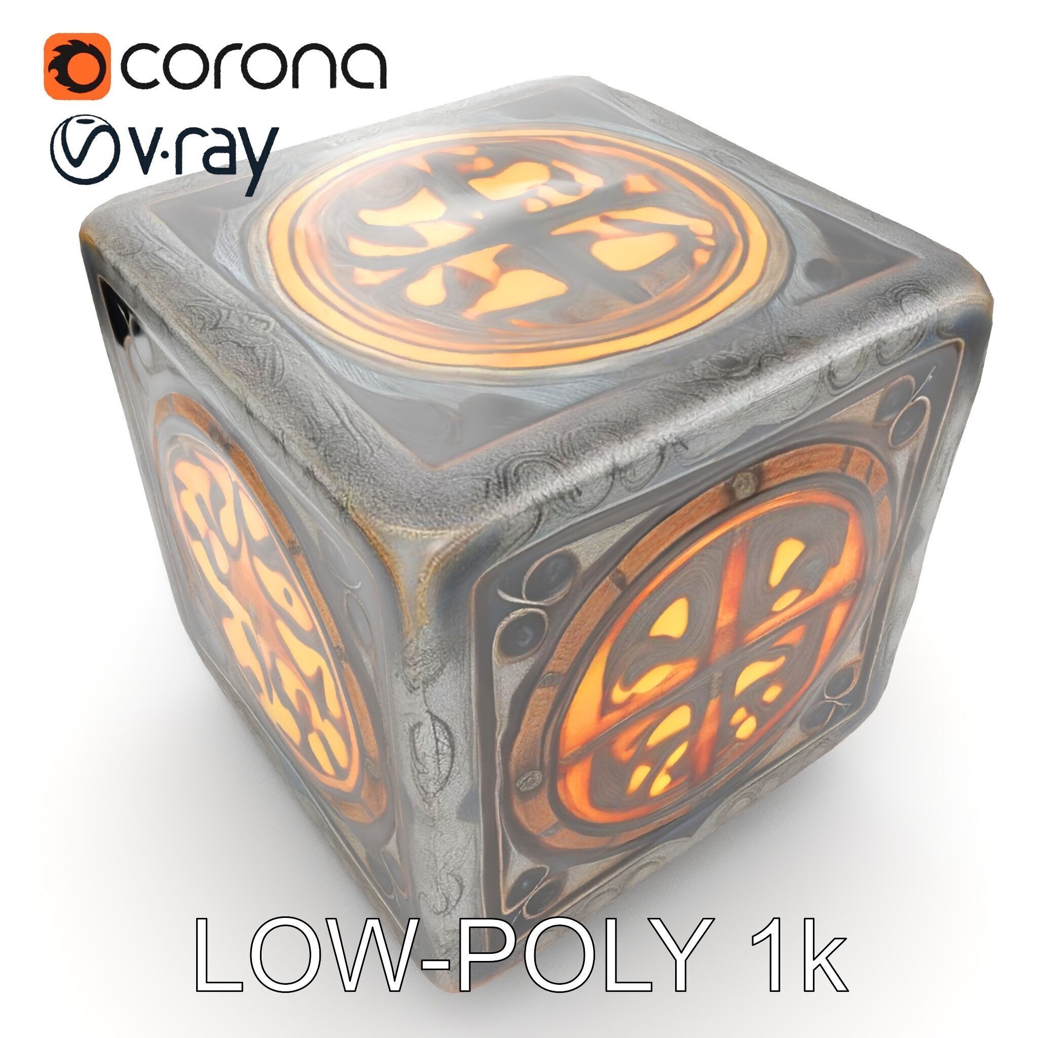 Ornamental Cube Decorative Model Pack Low-poly 3D model_13