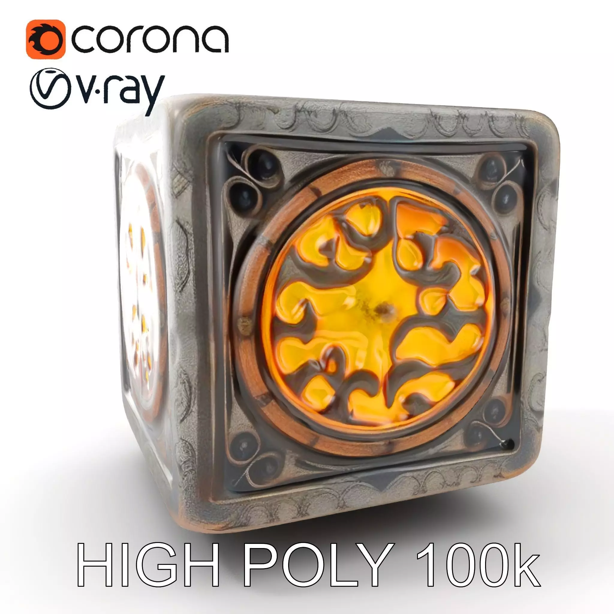 Ornamental Cube Decorative Model Pack Low-poly 3D model_0
