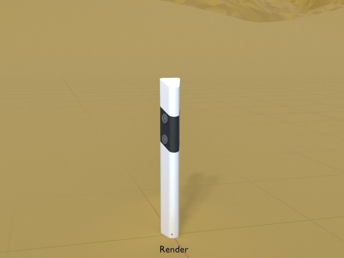 Delineator posts with white reflectors L Low-poly 3D model_14