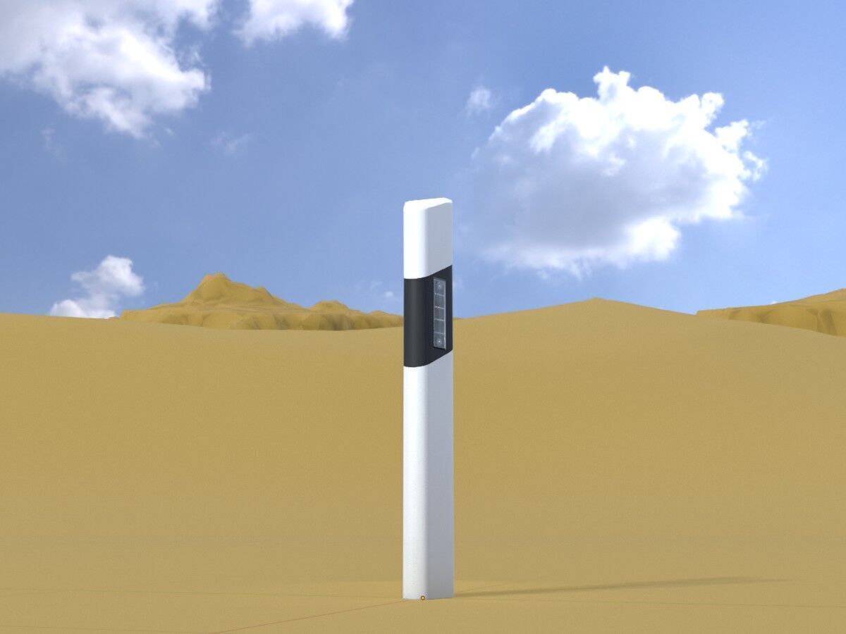 Delineator posts with white reflectors L Low-poly 3D model_2
