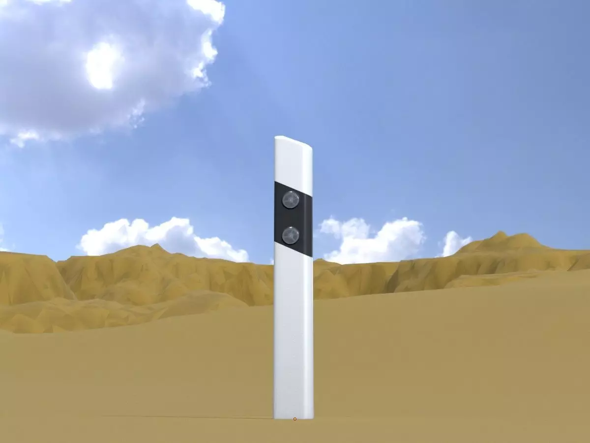 Delineator posts with white reflectors L Low-poly 3D model_0