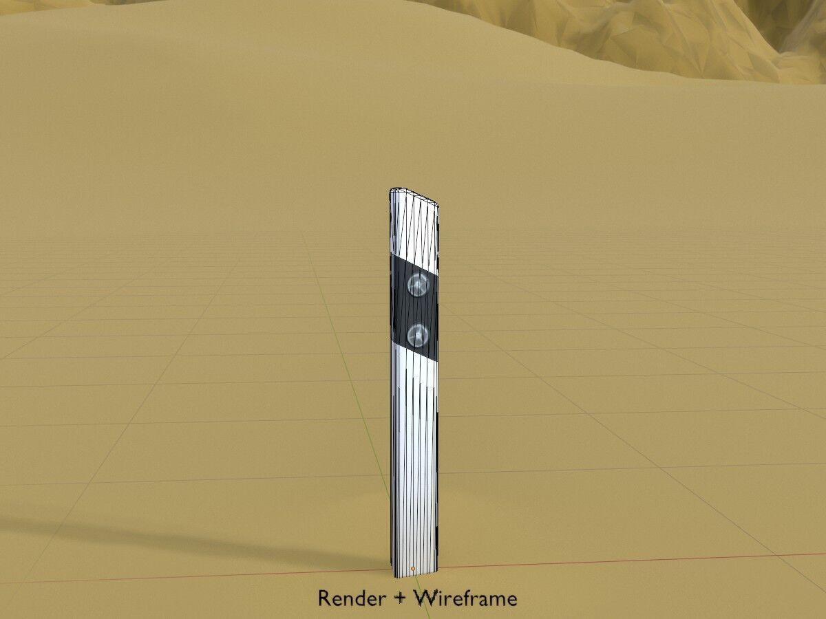 Delineator posts with white reflectors L Low-poly 3D model_5