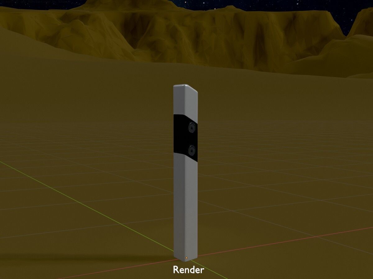 Delineator posts with white reflectors L Low-poly 3D model_17