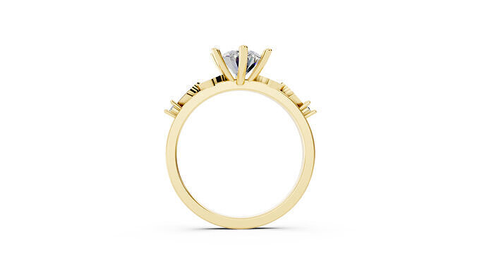 Oval Diamond Ring 3D Model with Side Diamonds 3D print model