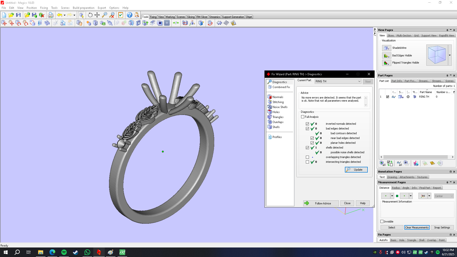 Oval Diamond Ring 3D Model with Side Diamonds 3D print model_6