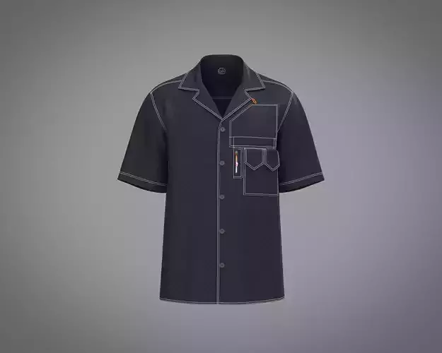 Mens Oversized Patch Pocket variation Resort Shirt